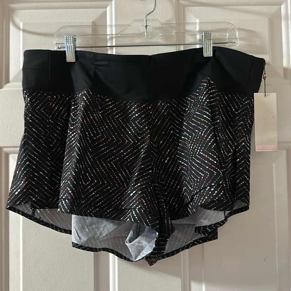 CALIA KICK IT UP ATHLETIC SHORTS: BLACK/PRINTED: NEW WITH TAGS: SIZE XXL
